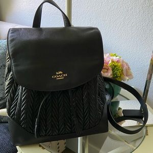 Coach black leather medium Backpack 🎒
